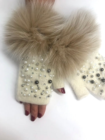 Ivory Fingerless Gloves