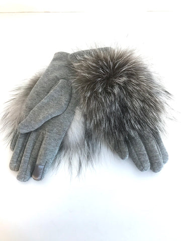 Comfort Grey Fur Gloves