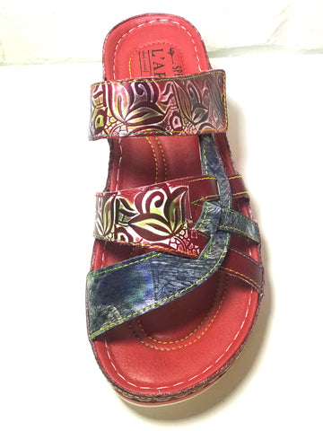 Red Multi Flat Sandal