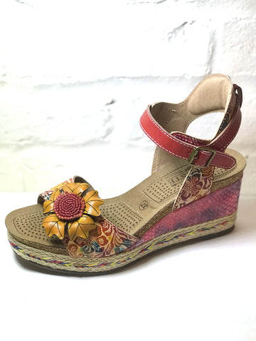 Flower Wedge Sandal