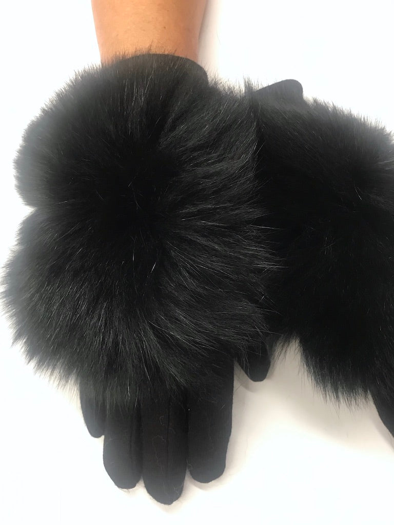 Comfort Black Fur Gloves