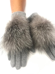 Comfort Grey Fur Gloves