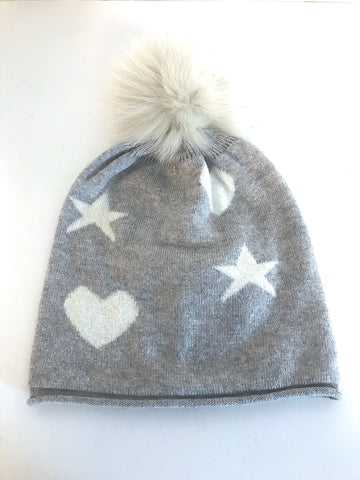 Star & Heart Hat with PomPom