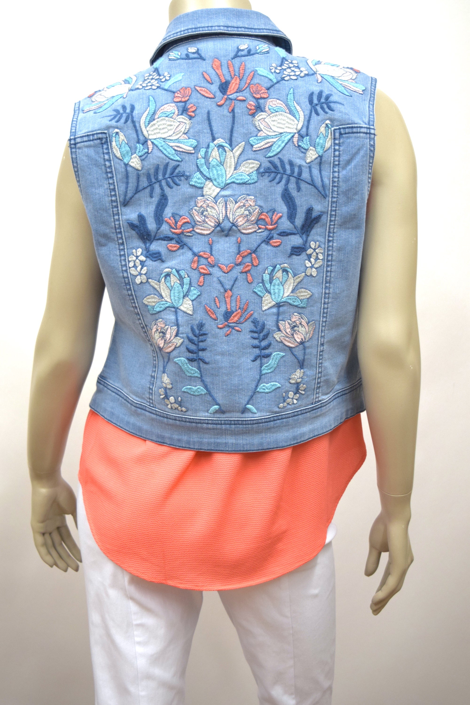 Embroidered Floral Spray Vest