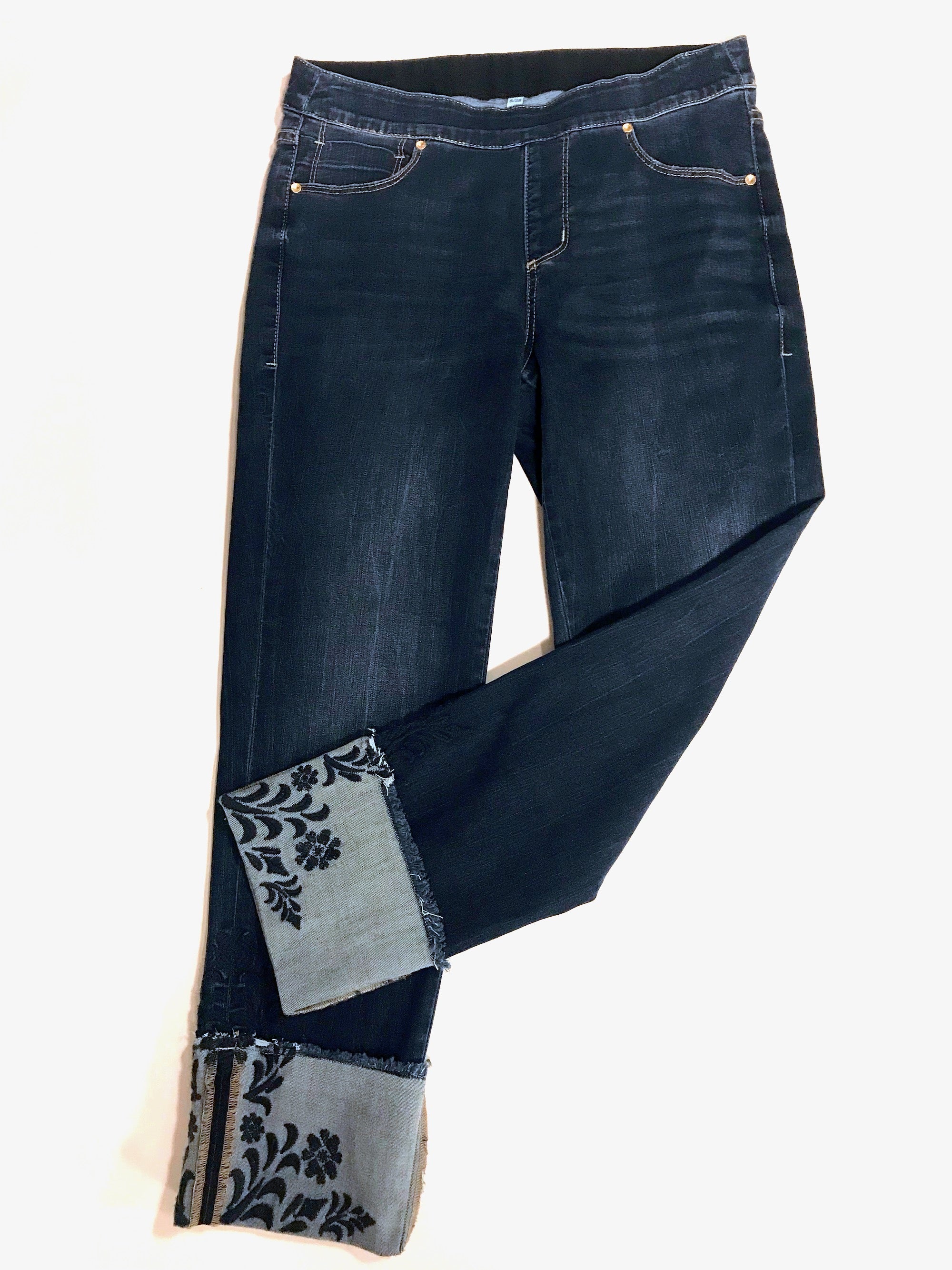 Embroidered cuff best sale jeans