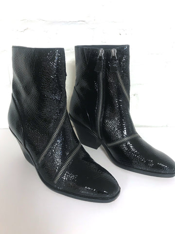 Patent Leather Zipper Boots