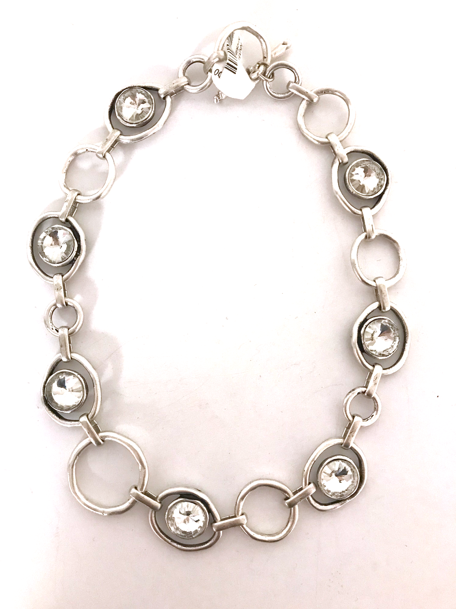 Silver Circles and Crystals Necklace