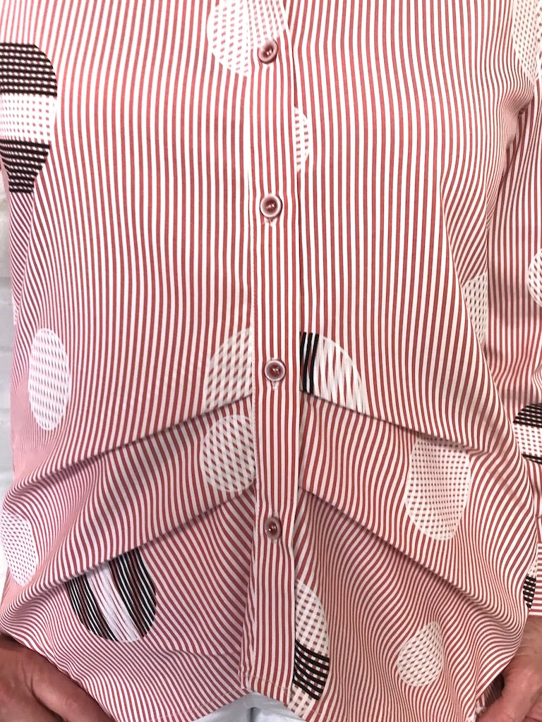 Circles and Stripes Red Blouse