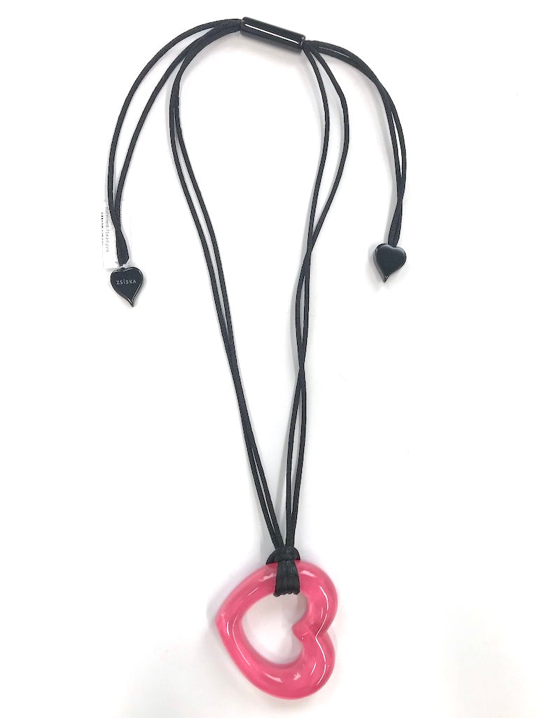 Open Pink Heart Necklace